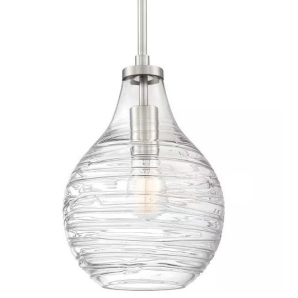Quoizel Genie 1 Light Pendant Hanging Fixture Brushed Nickel Ceiling QPP4019BN 1 - Picture 3 of 8